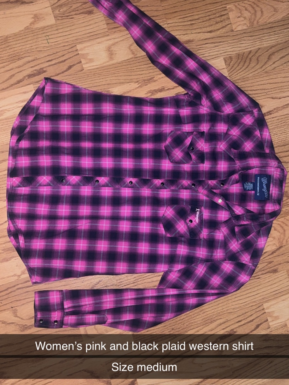 Wrangler Pink and Black Plaid Button-Down Shirt